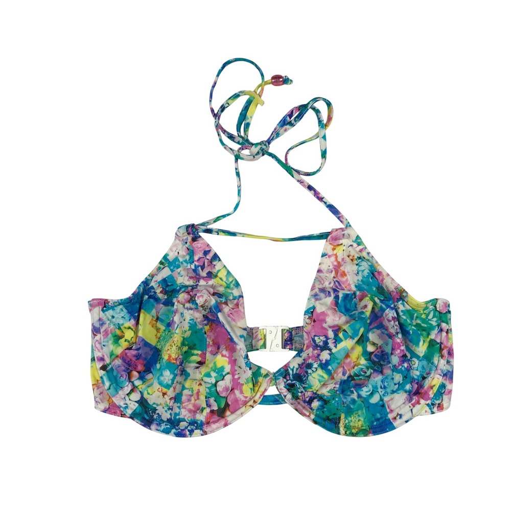 Freya Underwire Halter Bikini Top Multicolor Floral Abstract AS3271FOT 36DDD